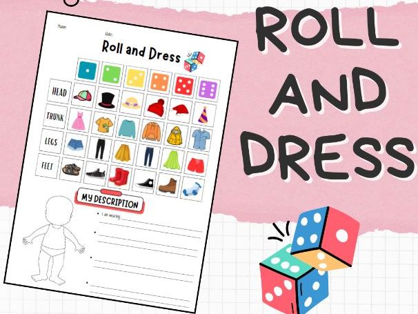 Roll and Dress Game | ESL Clothing Vocabulary | Speaking & Writing Activity (KS1 KS2)