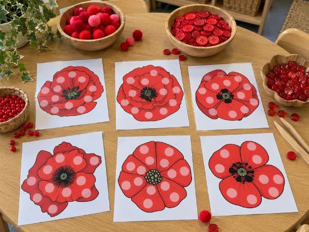 Remembrance Day Poppy Loose Parts Activity | EYFS Fine Motor Skills