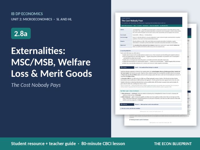 IB Economics 2.8a Externalities | MSC/MSB, Welfare Loss & Merit Goods