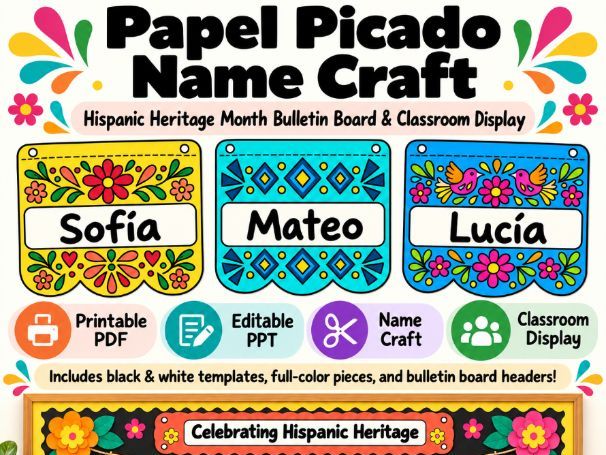 Hispanic Heritage Month Name Craft Display