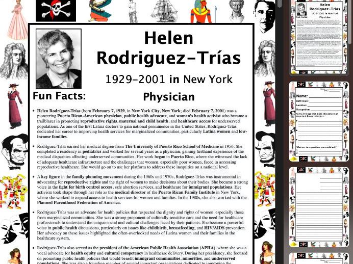 Helen Rodriguez-Trías PACKET & ACTIVITIES, Important Historical Figures Series