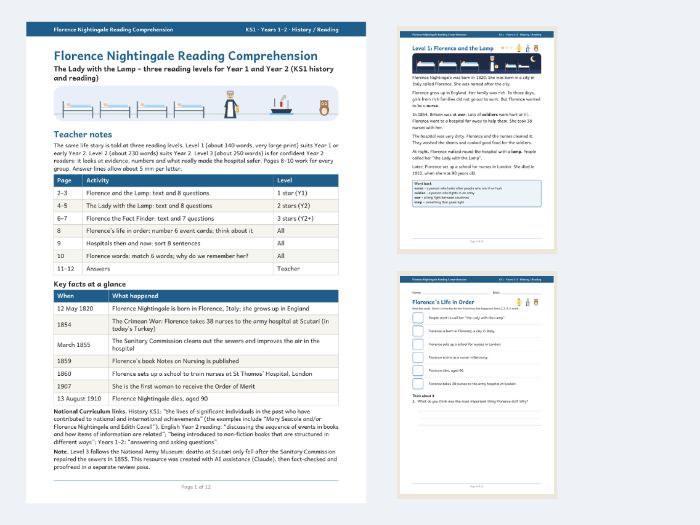 Florence Nightingale Reading Comprehension KS1