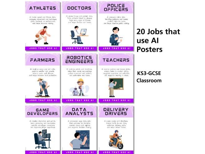 FREE Jobs That Use AI Posters | Computer Science | AI in Real Life | KS2 KS3