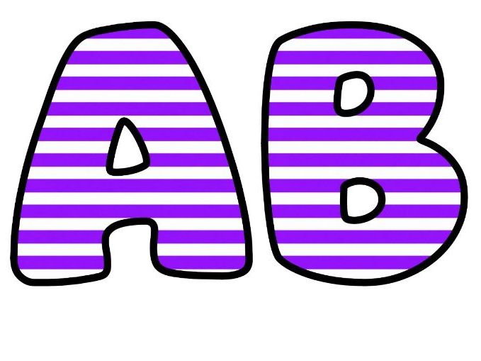 Violet Horizontal Stripes Bubble Letters | Striped Bulletin Board Letters | Classroom Display Pack