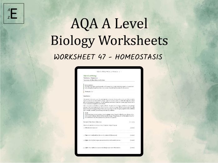 AQA A Level Biology Worksheet 47 - Homeostasis