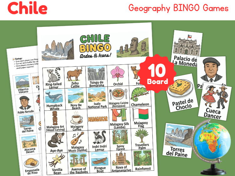 Chile Geography Bingo Game | Country Study Printable