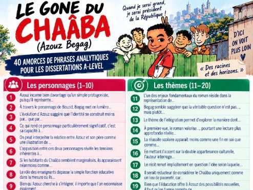 Le Gone du Chaâba (Azouz Begag) - knowledge organisers