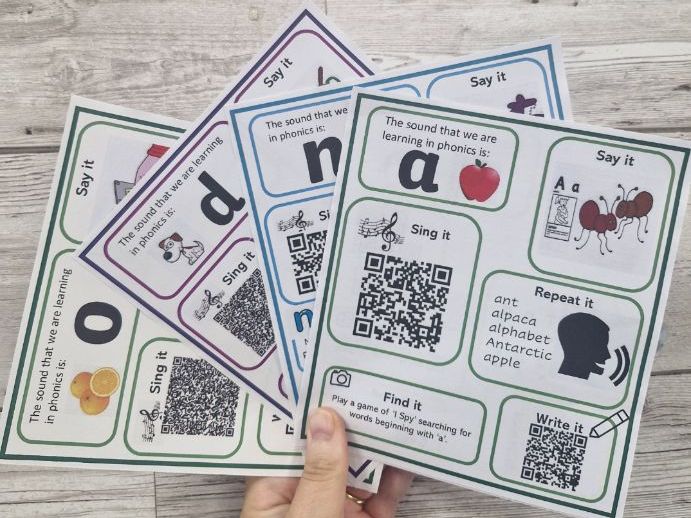 Phase 3 phonics QR codes homewok sheets