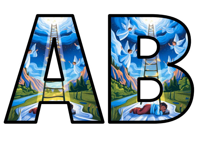 Bible Story Jacob_s Ladder Heaven God Lettering Set Display Title ...
