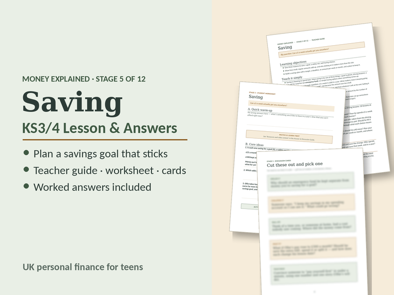 Saving Money KS3/4 Lesson and Answers
