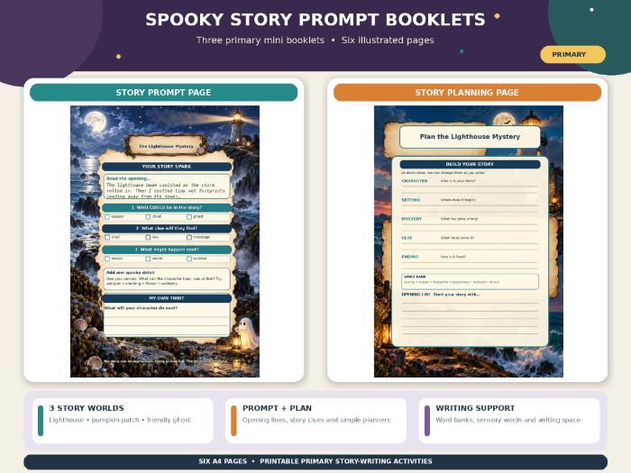 Spooky Story Prompt Booklets | Primary Halloween Writing Activities