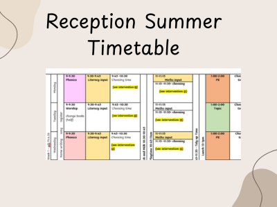 EYFS Reception Class Summer Timetable