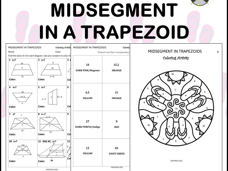 Midsegment in a Trapezoid - Coloring Activity/Color by Code