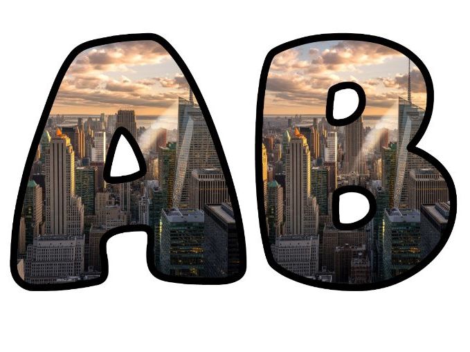 New York City Skyline Buildings Themed Lettering Set | Classroom Display | Upper & Lowercase, 0-9