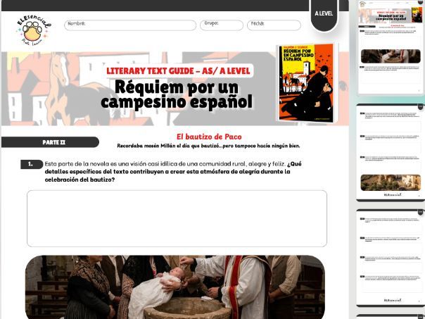 AS/A Level Spanish Guided Reading Worksheet: Réquiem por un campesino español (Parte II)