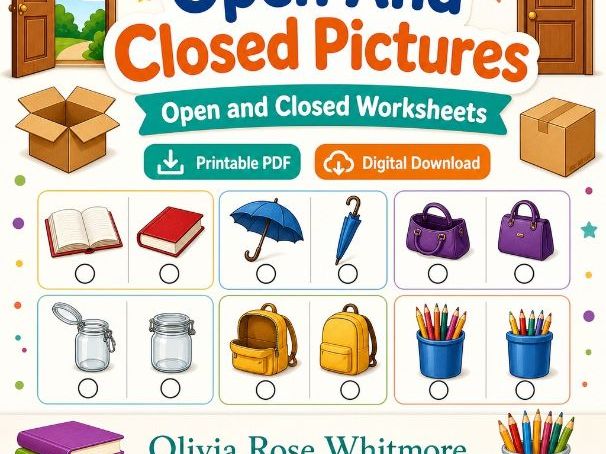 Open And Closed Pictures | Open and Closed Worksheets | Printable PDF | Digital Download