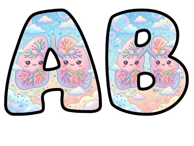 Human Body Lungs Bubble Letters | Science Topic Bulletin Board Letters | Classroom Display Pack