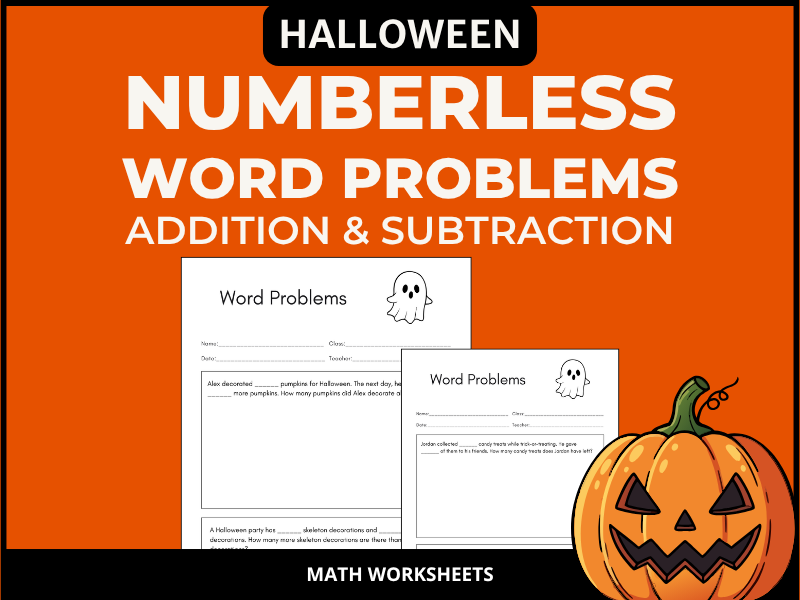 Halloween Numberless Word Problems | Addition & Subtraction