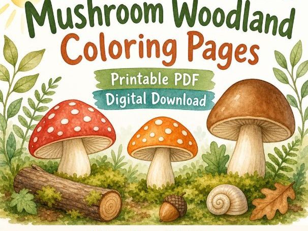 Mushroom Woodland Coloring Pages