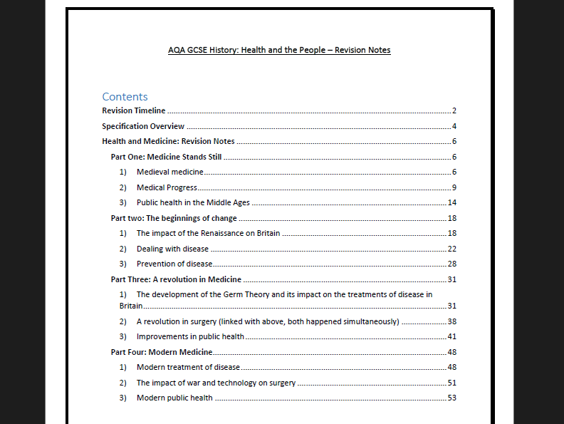 AQA GCSE History 'Britain: Health & the People' - Revision Notes