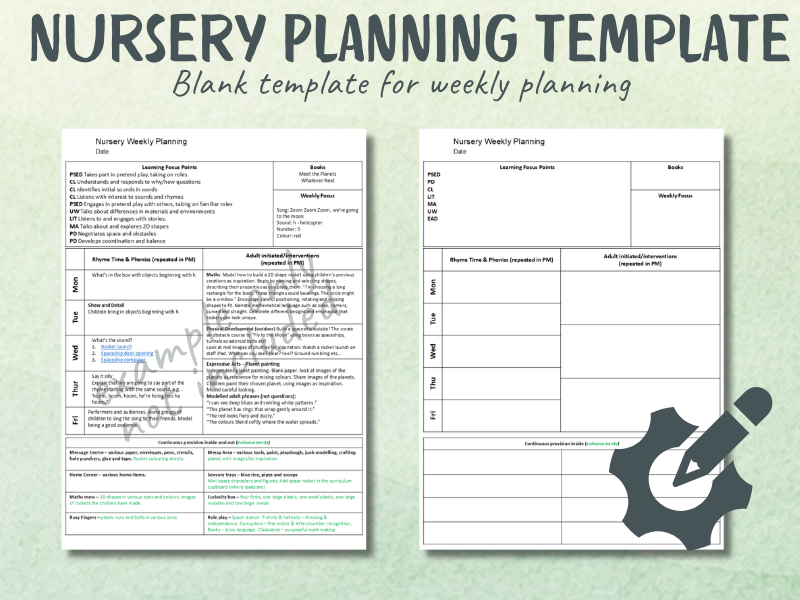 Nursery Weekly Planning Template (Editable)