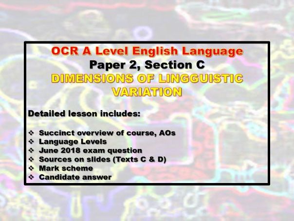 OCR English A Level: Paper 2, Section C