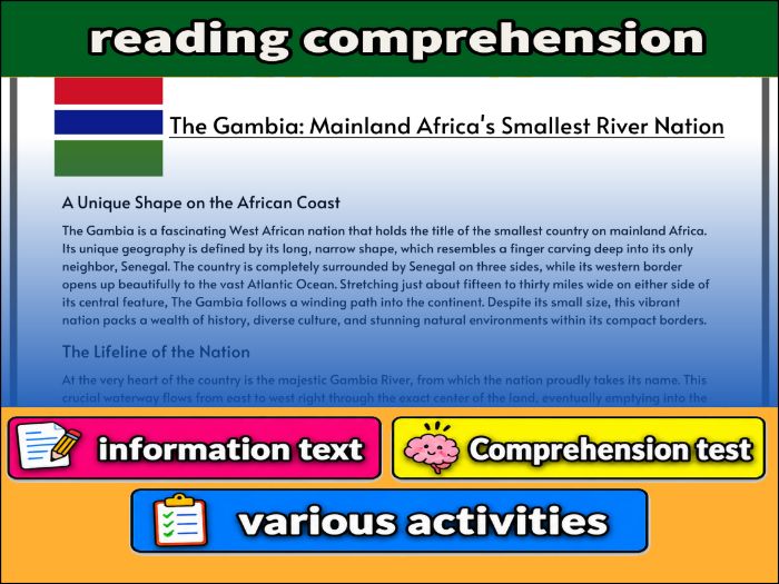 The Gambia: Mainland Africa's Smallest River Nation- Reading Comprehension, Worksheet & Activities