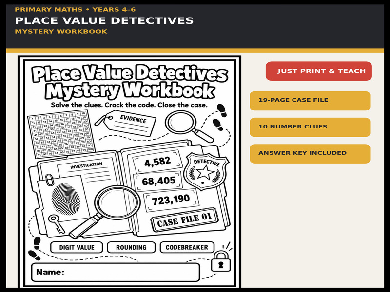Place Value Detectives Maths Mystery Workbook | KS2 Worksheets with Answers