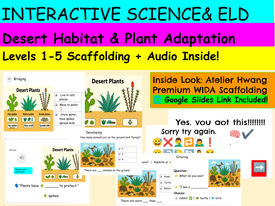 WIDA| Grades 2-3 Desert Plants' Survival: Interactive Google Slides with Audio