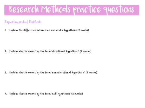 AQA Psychology A-level Research Methods recall questions