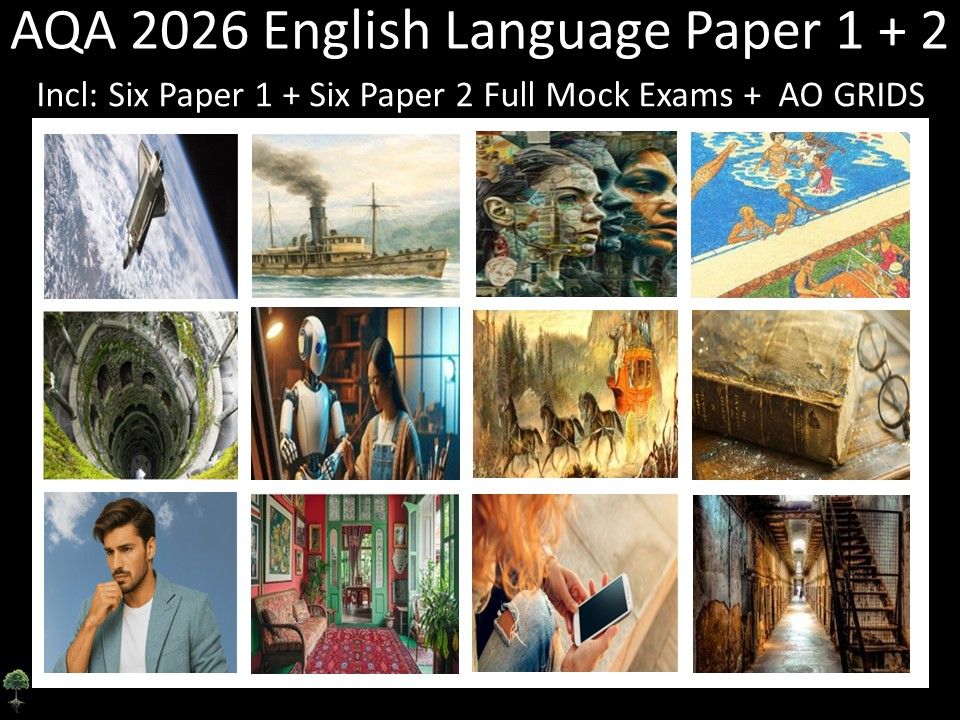 Twelve AQA 2026 GCSE English Language Paper 1 + 2 Mocks | AO GRIDS