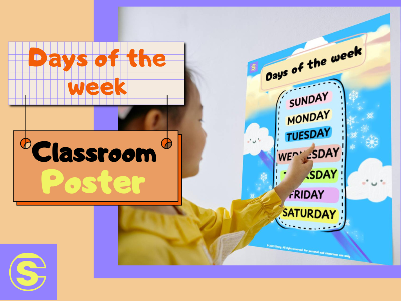 Colorful Days of the Week Poster for Pre-k