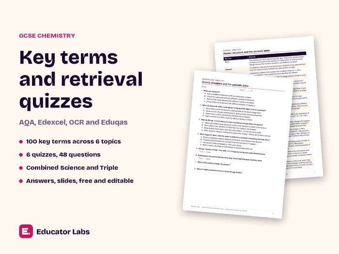 GCSE Chemistry Key Terms & Retrieval Quizzes