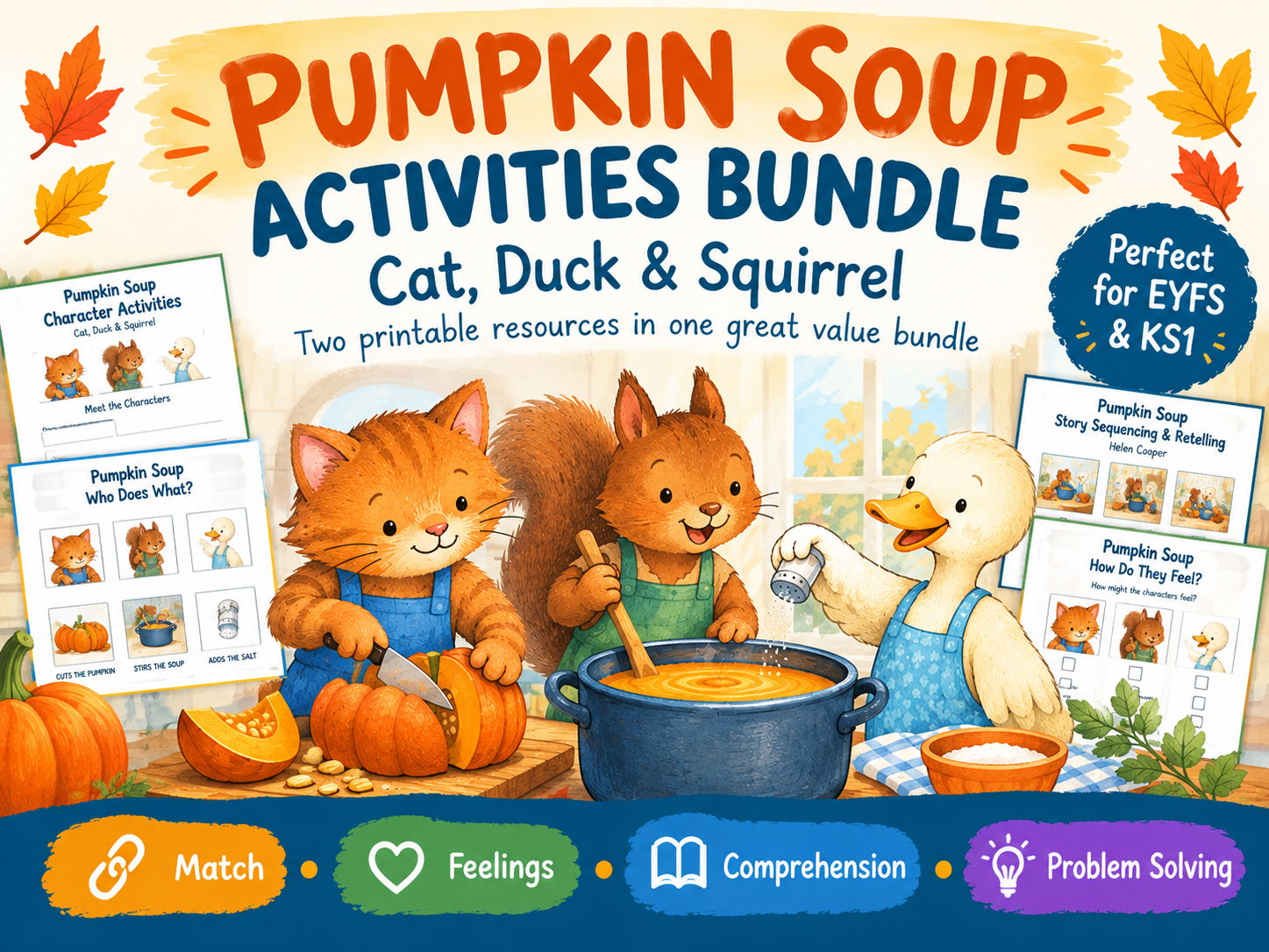 Pumpkin Soup Activities Bundle – Story Sequencing, Retelling & Character Activities