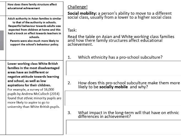 AQA Sociology ethnic differences in education