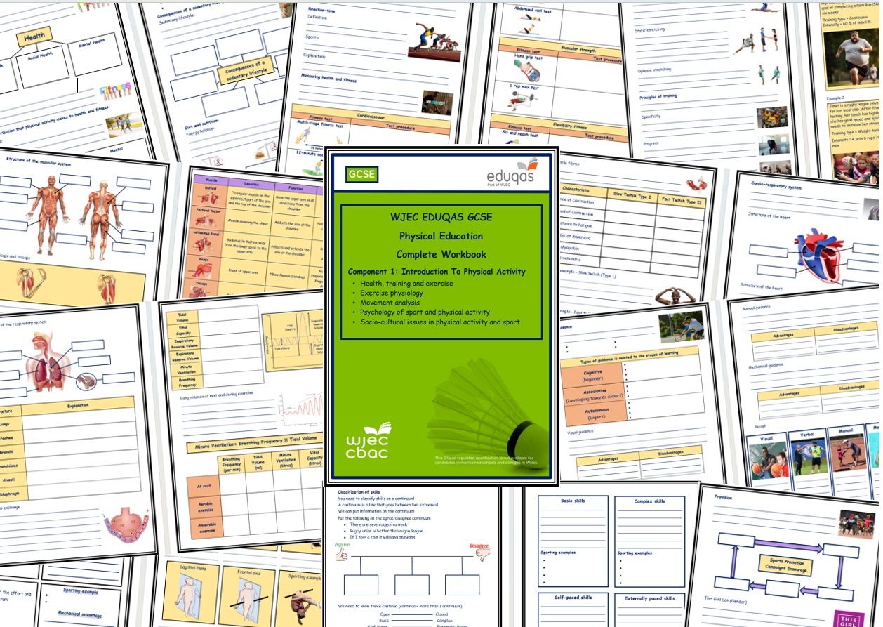 Eduqas - GCSE Physical Education – Component 1 - Complete Work Booklets - Massive Bundle!