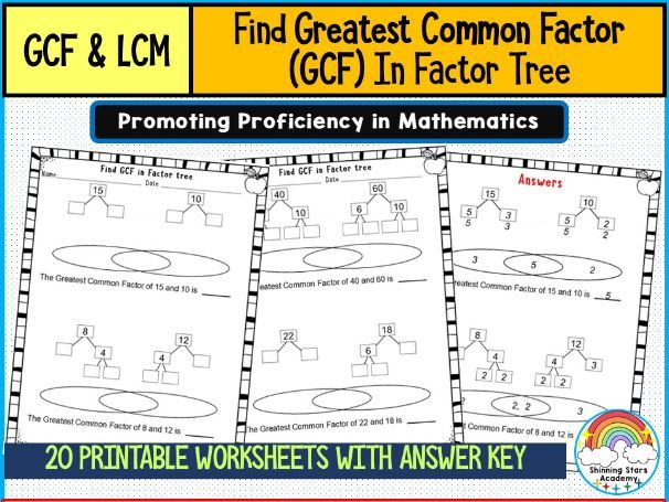 Find Greatest Common Factor (GCF) Using Factor Trees | Printable Worksheets