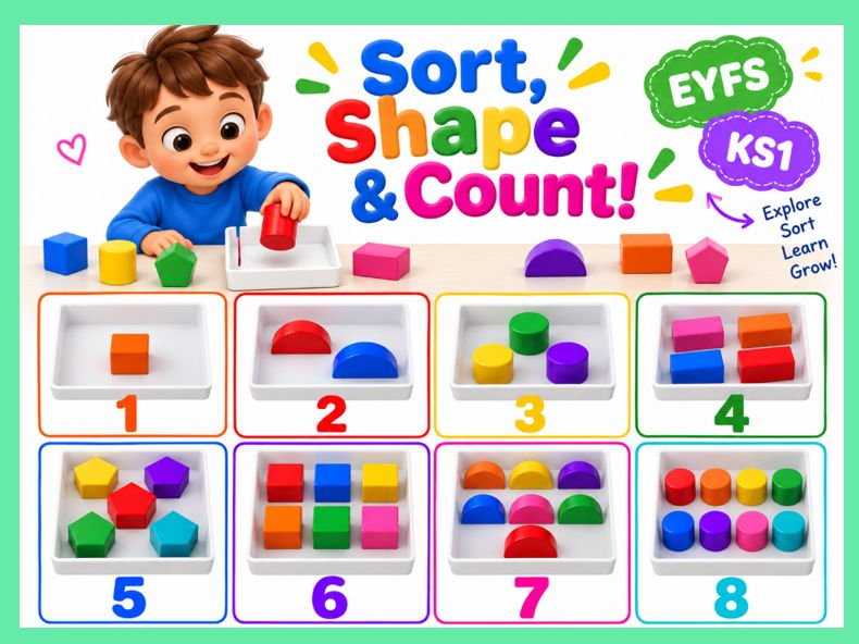 Sort Shape and Count to 8 EYFS/KS1