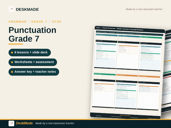 Grade 7 Punctuation Unit | Coordinate Adjectives & Commas | 6 Lessons | CCSS