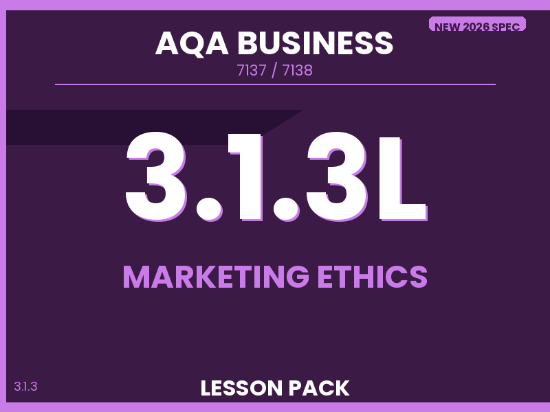 NEW 2026 AQA AS & A-Level Business 7137/7138 – 3.1.3L Marketing Ethics – LESSON PACK