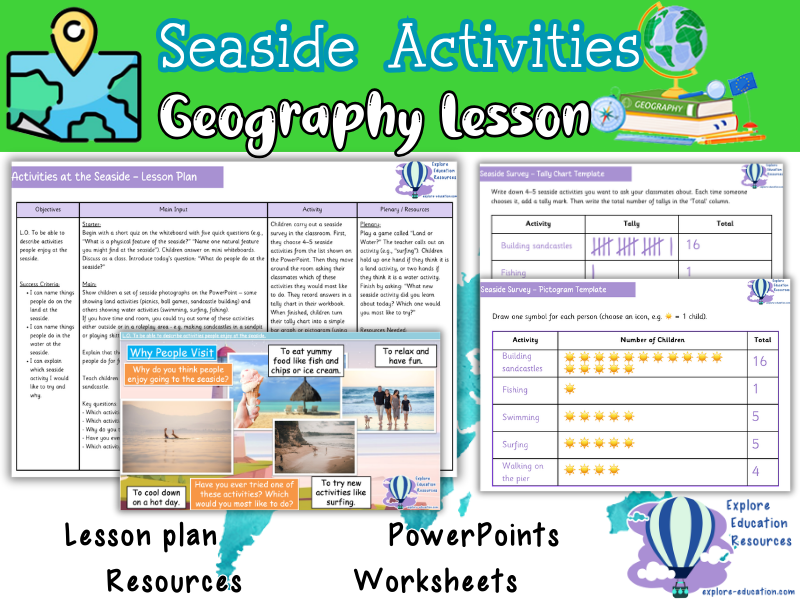 Seaside Activities - KS1 Geography & Maths Lesson - Pictograms and Tally Charts