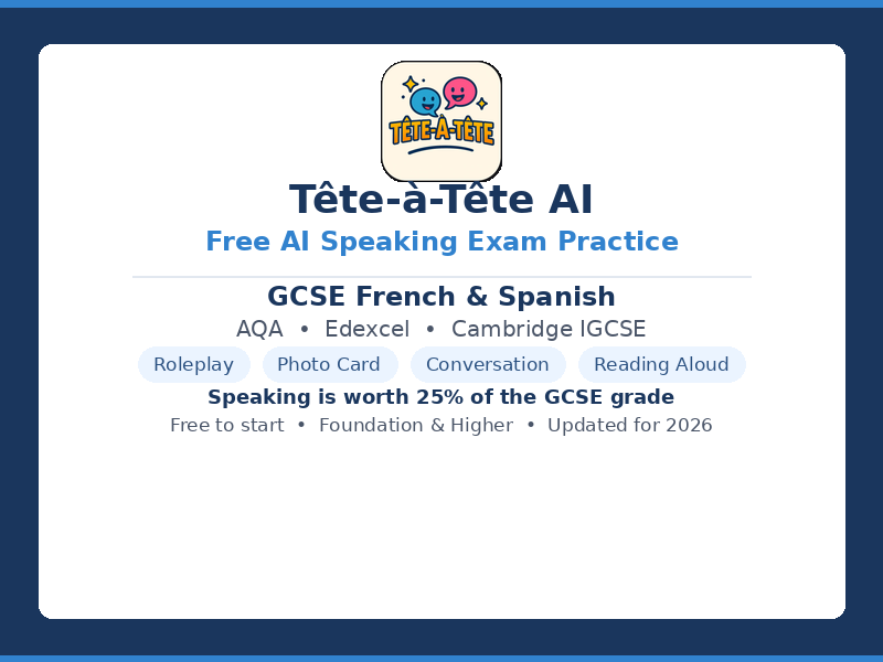 GCSE French & Spanish Speaking Exam Practice — Free AI Mock Exams (AQA, Edexcel, IGCSE)