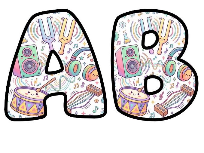 Music and Instruments Bubble Letters | Art and Music Bulletin Board Letters | Classroom Display Pack