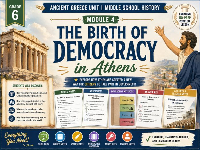 The Birth of Democracy in Athens Lesson Bundle | Ancient Greece Unit