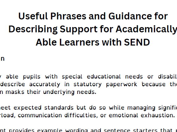 Useful Phrases & Guidance for Supporting Academically Able Learners with SEND | Professional SENCO &