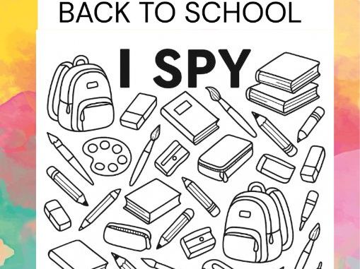 Back to School I Spy Counting and Colouring Sheet