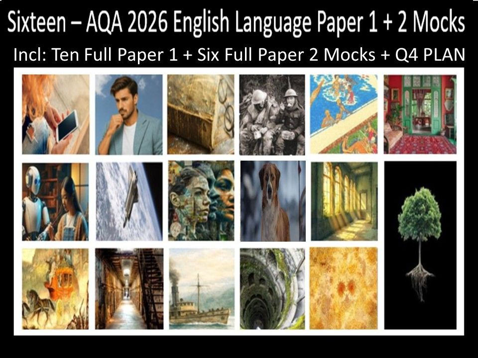 Sixteen AQA 2026 English Language Paper 1 + 2 Full Mocks | Q4 PLAN