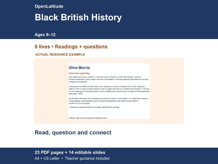Black British History | Six Lives Reading and Comprehension Pack, Ages 9-12