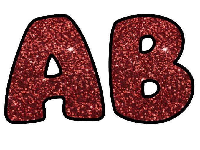 Shiny Glitter Art Red Classroom Display | Lettering Set | Whole Alphabet A-Z and 0-9