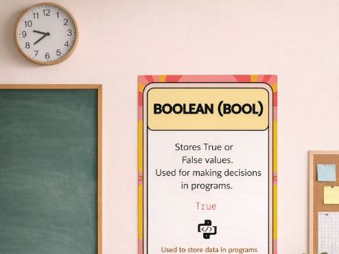 Python Boolean Poster (Free Sample) | Data Types in Python | GCSE Computer Science Display KS3 KS4